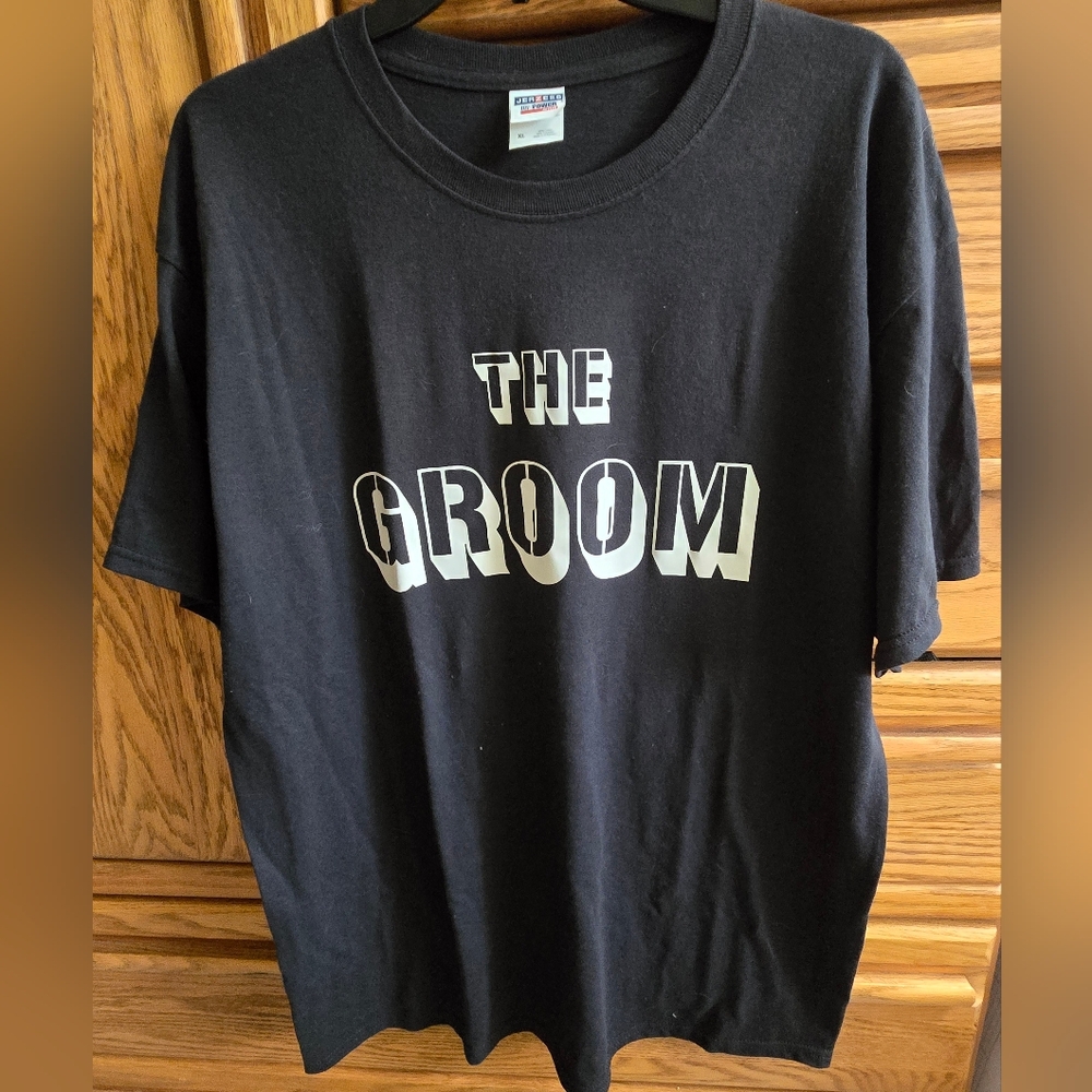 Jerzees Dri Power Black 'The Groom' T-Shirt Short Sleeve Size XL Novelty